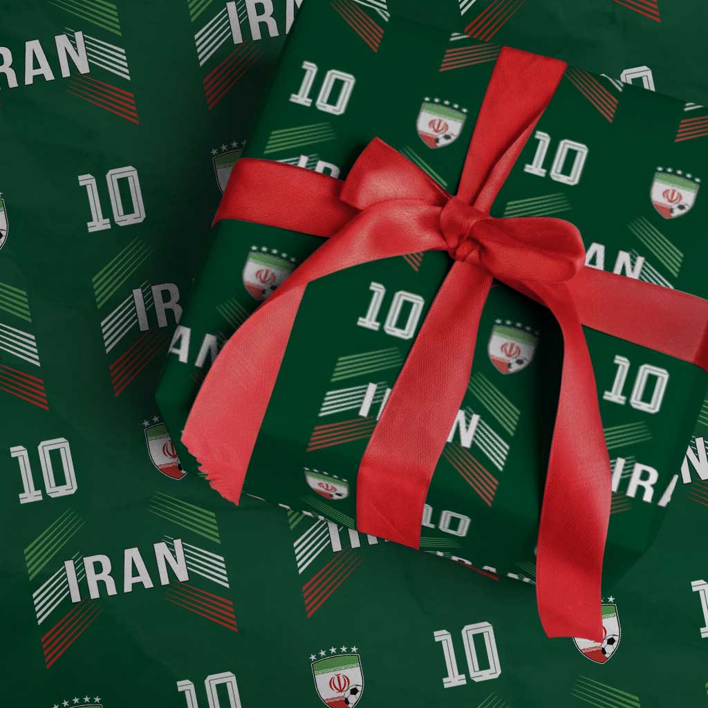 Iran Soccer Sports Graphic Number 10 Jersey Style Wrapping Paper Roll Proud Iranian Football Fans Game Day Pride