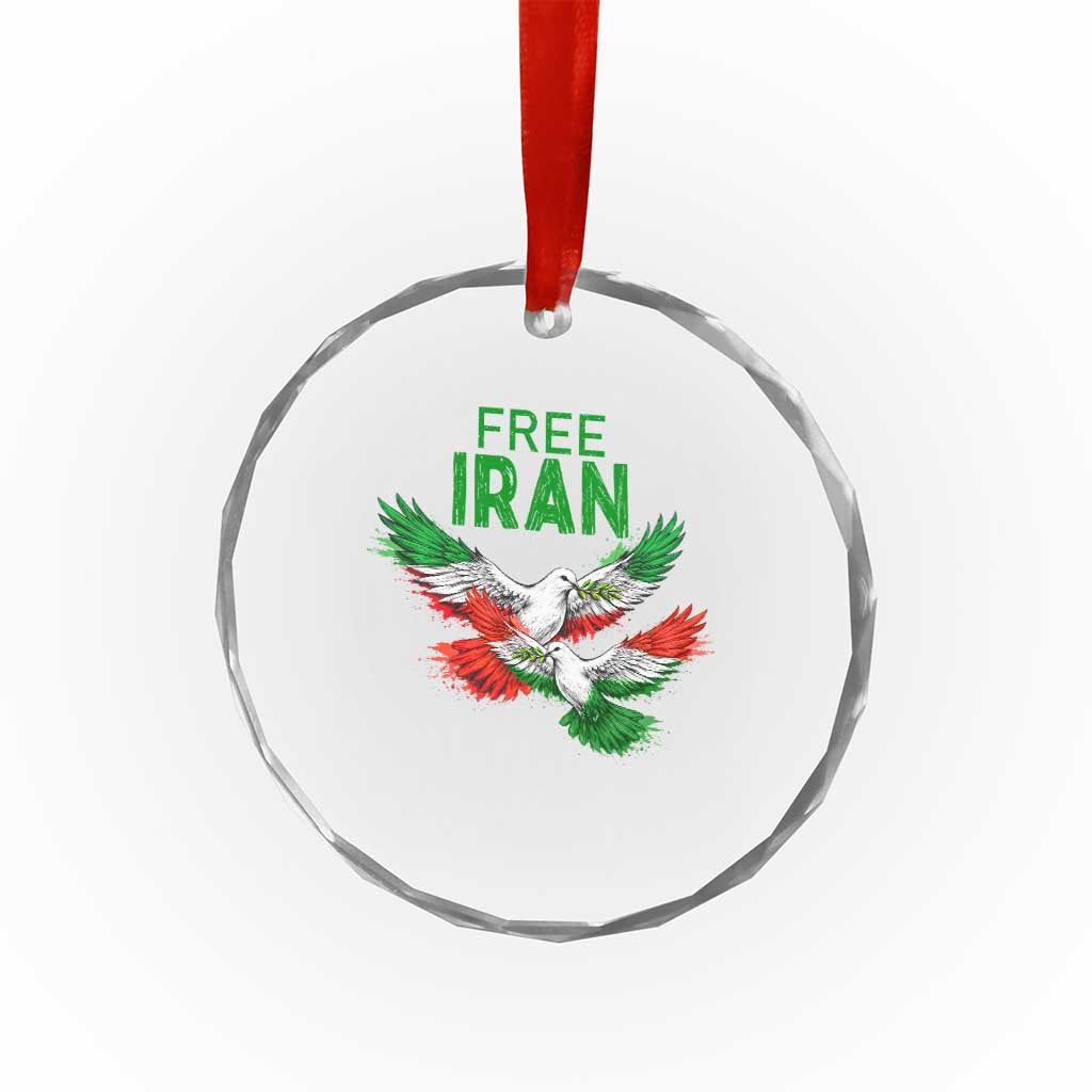 Iranian Flag Peace Doves Crystal Glass Ornament Free Iran Freedom Statement Gift