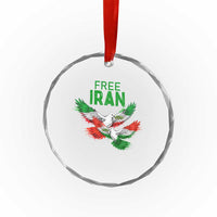 Iranian Flag Peace Doves Crystal Glass Ornament Free Iran Freedom Statement Gift