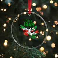 Iranian Flag Peace Doves Crystal Glass Ornament Free Iran Freedom Statement Gift