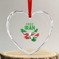 Iranian Flag Peace Doves Heart Crystal Glass Ornament Free Iran Freedom Statement Gift