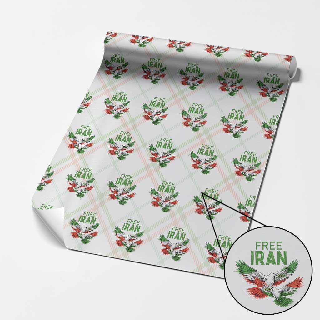Iranian Flag Peace Doves Wrapping Paper Roll Free Iran Freedom Statement Gift