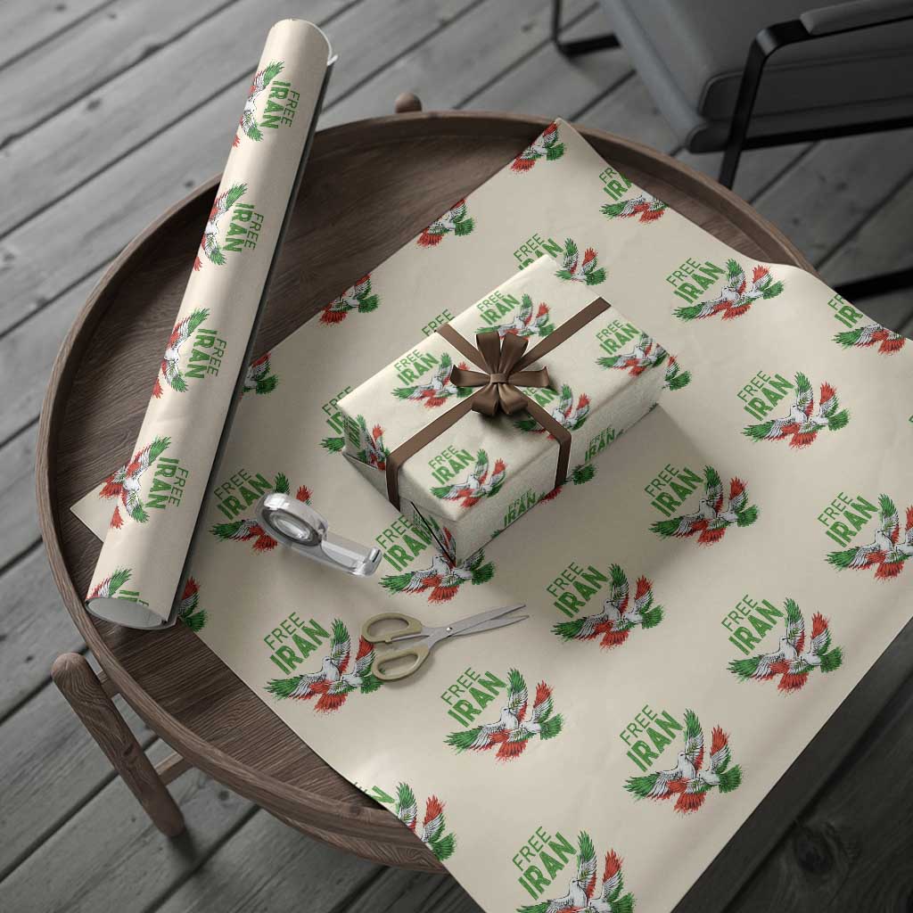 Iranian Flag Peace Doves Wrapping Paper Roll Free Iran Freedom Statement Gift