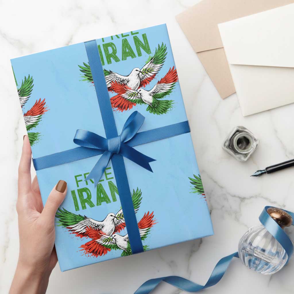 Iranian Flag Peace Doves Wrapping Paper Roll Free Iran Freedom Statement Gift