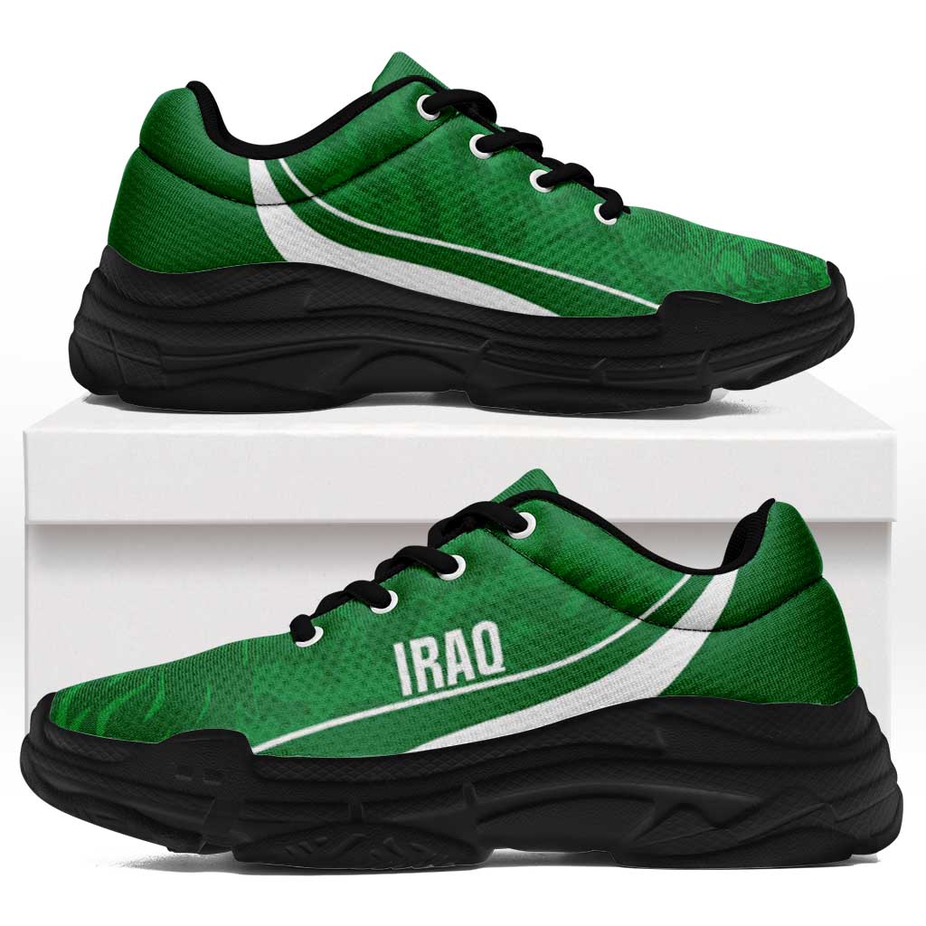 Iraq 2026 Football Chunky Sneakers Usood al-Rafidayn Grunge Curve Stylized - Wonder Print Shop