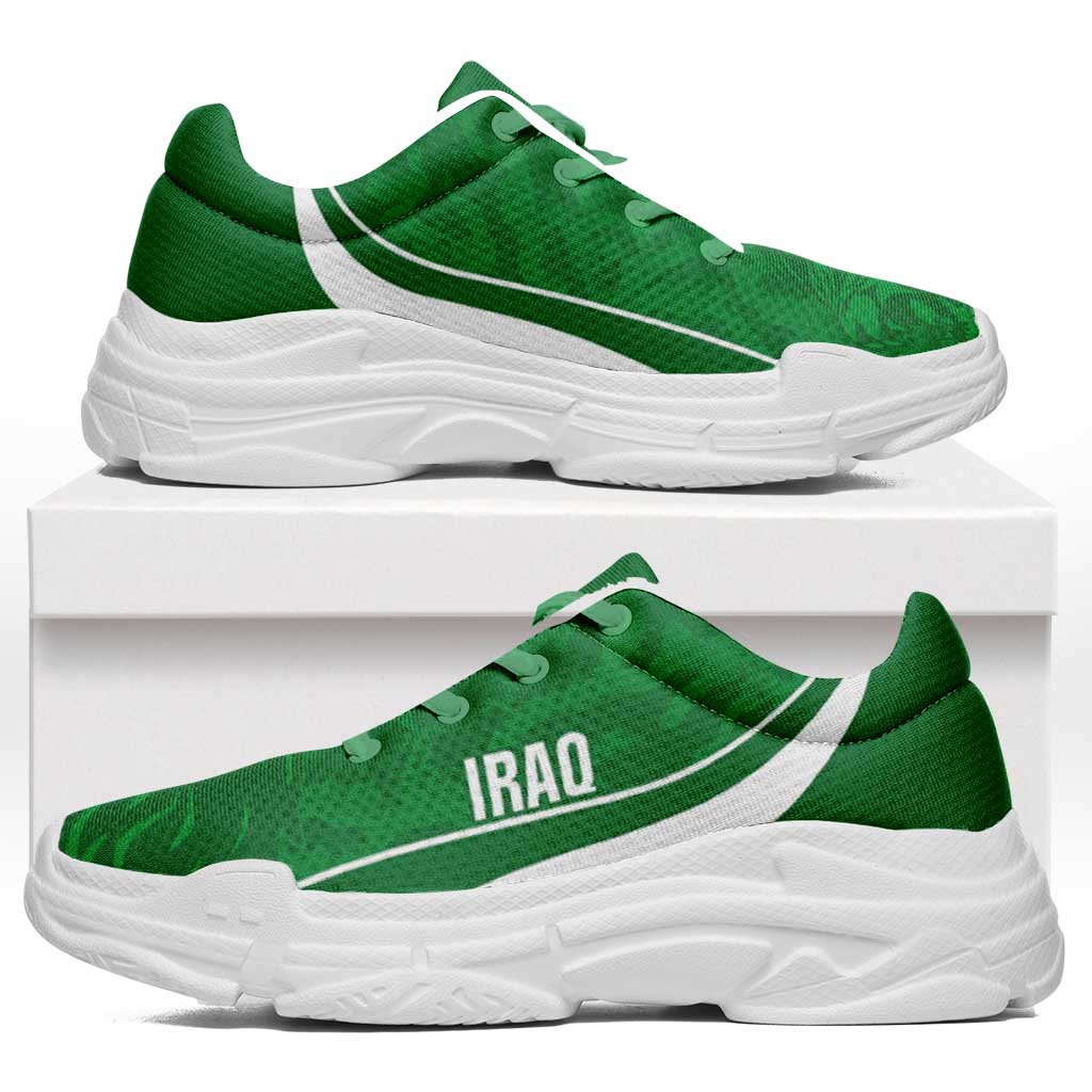Iraq 2026 Football Chunky Sneakers Usood al-Rafidayn Grunge Curve Stylized - Wonder Print Shop