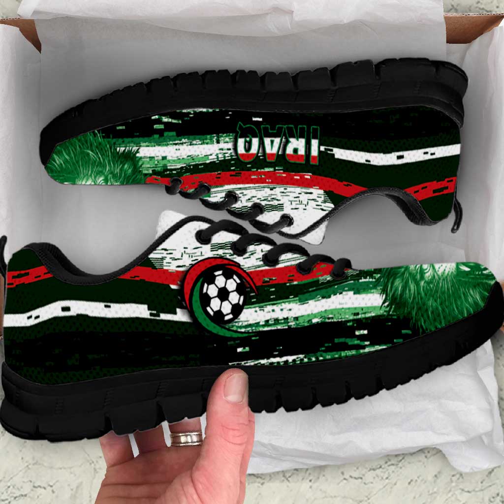 Iraq  Football Sneakers Modern Glitch Art Style Lion Symbolism