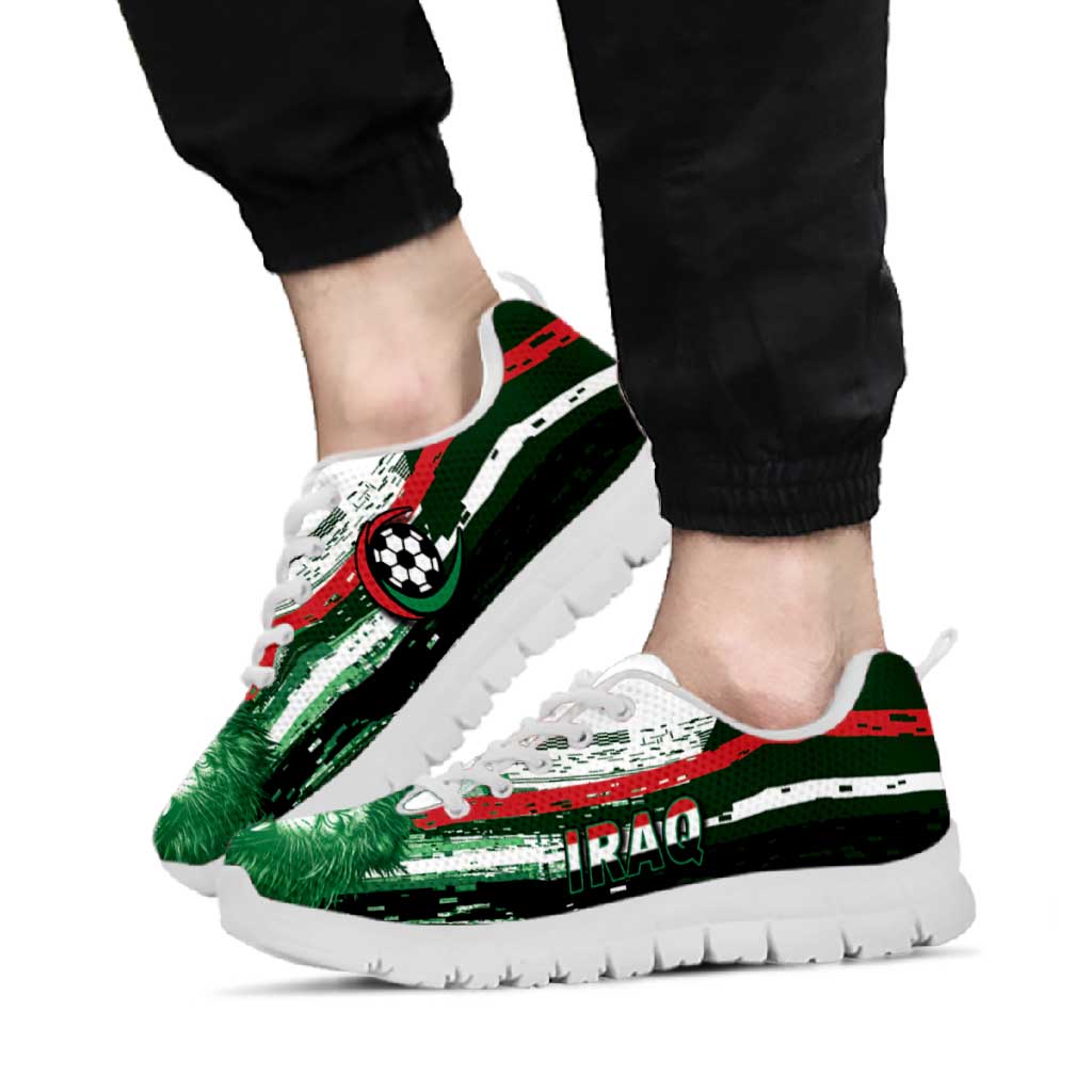 Iraq  Football Sneakers Modern Glitch Art Style Lion Symbolism
