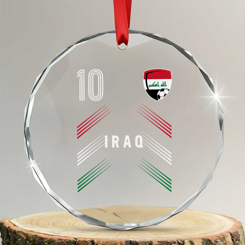 Iraq Soccer Sports Graphic Number 10 Jersey Style Crystal Glass Ornament Proud Iraqi Football Fans Game Day Pride