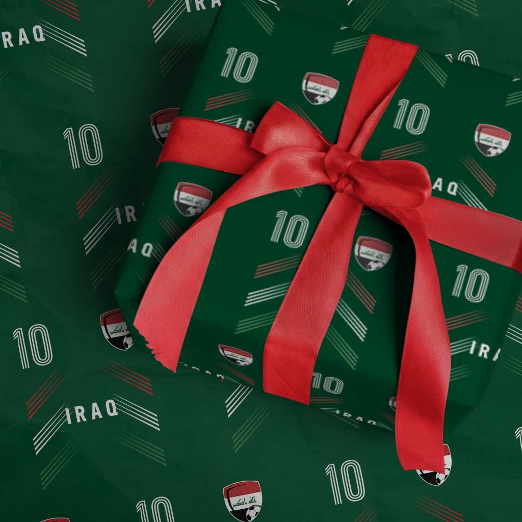 Iraq Soccer Sports Graphic Number 10 Jersey Style Wrapping Paper Roll Proud Iraqi Football Fans Game Day Pride
