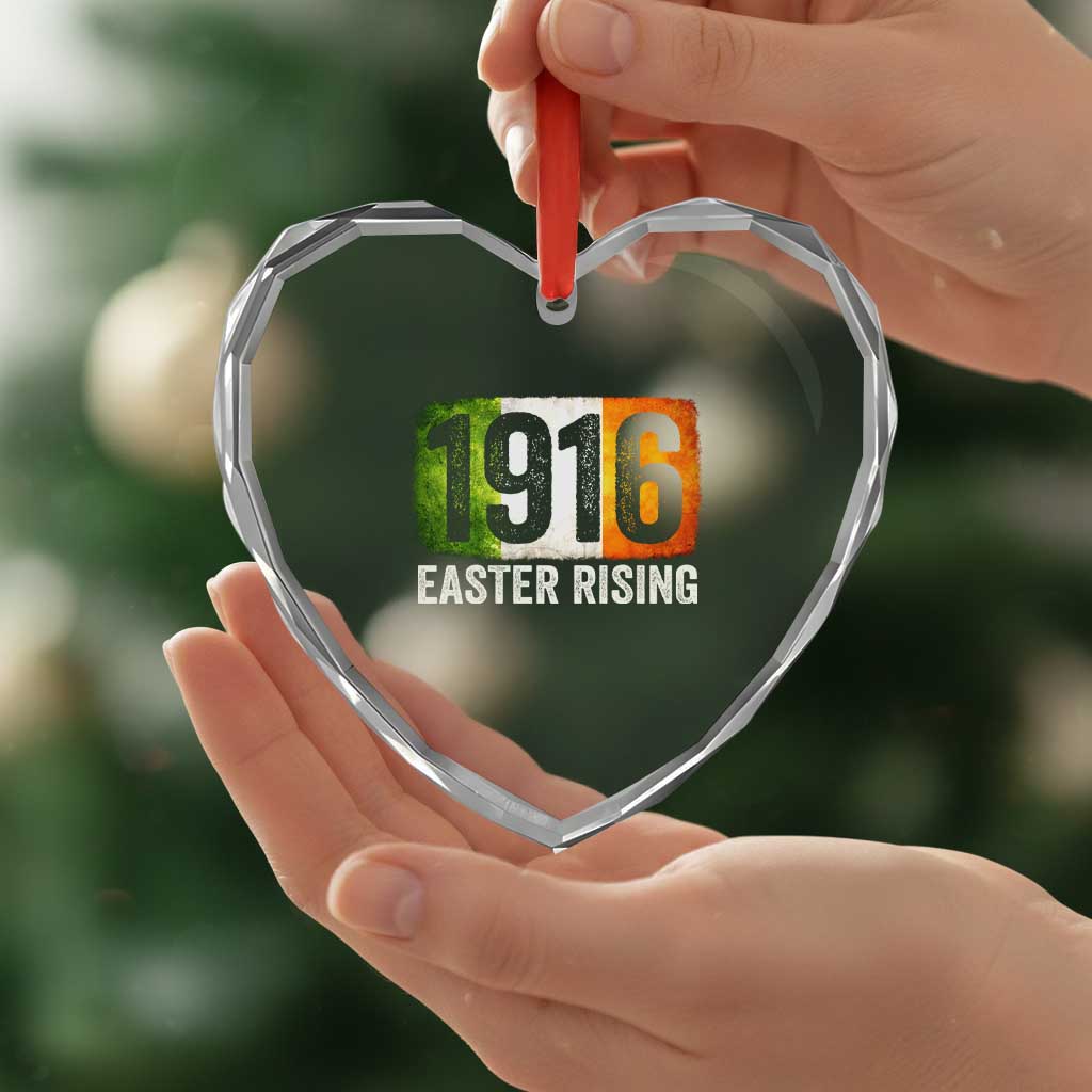 Ireland Easter Rising 1916 Heart Crystal Glass Ornament Irish Rebellion Vintage Flag