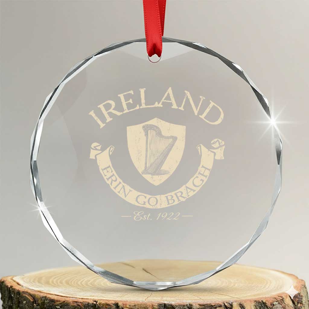 Ireland Erin Go Bragh Est 1922 Crystal Glass Ornament Irish Pride Vintage Harp - Wonder Print Shop