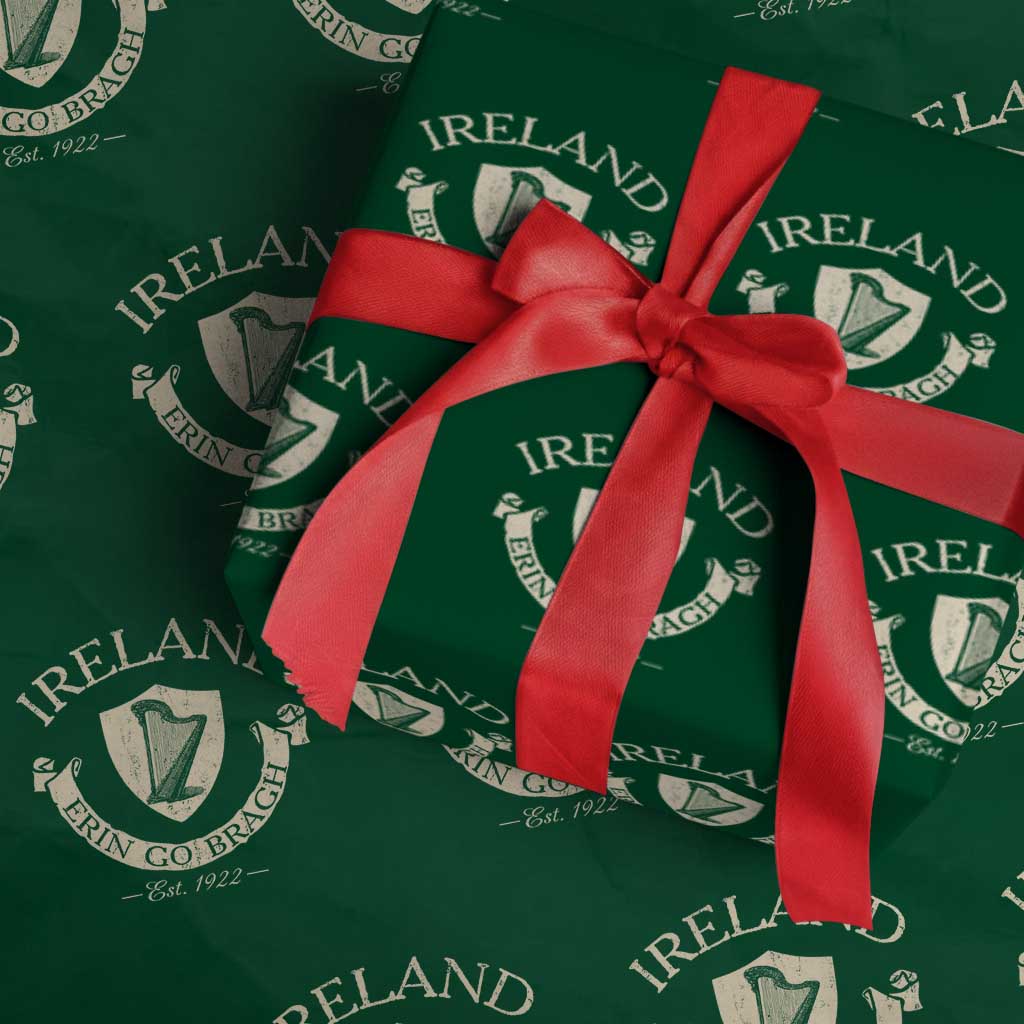 Ireland Erin Go Bragh Est 1922 Wrapping Paper Roll Irish Pride Vintage Harp - Wonder Print Shop