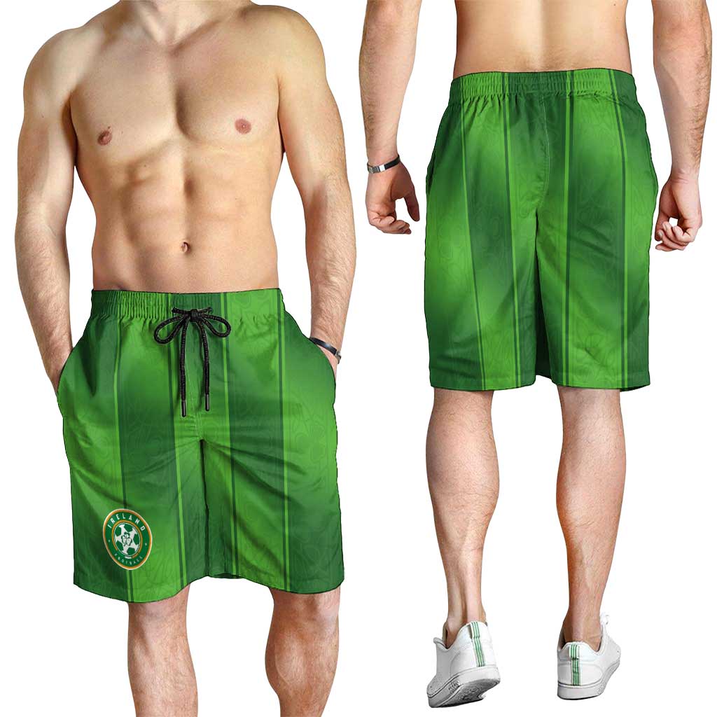 Ireland National Football Shorts for Men Celtics Knot Shamrocks Inspired Geometry - Wonder Print Shop