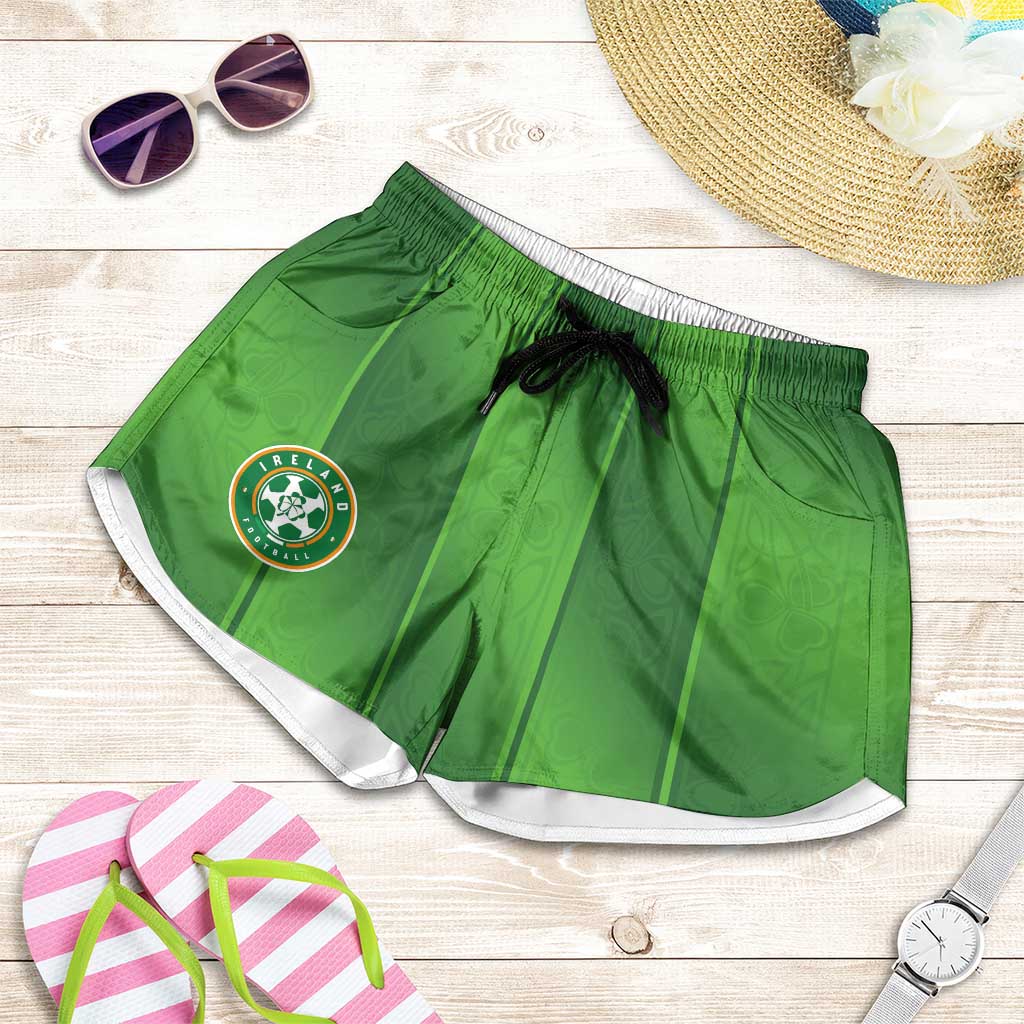 Ireland National Football Shorts for Women Celtics Knot Shamrocks Inspired Geometry - Wonder Print Shop