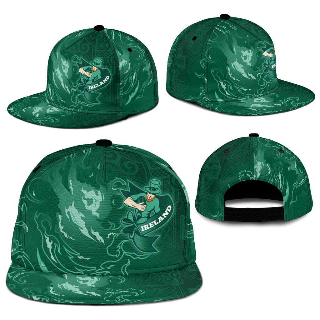 Ireland Rugby Pride Snapback Cap Celtic Shamrock Flame Fire Style