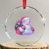 Iridescent Christmas Santa Printed Coquette Xmas Crystal Glass Ornament - Wonder Print Shop