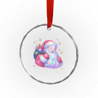 Iridescent Christmas Santa Printed Coquette Xmas Crystal Glass Ornament - Wonder Print Shop