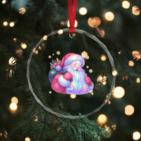 Iridescent Christmas Santa Printed Coquette Xmas Crystal Glass Ornament - Wonder Print Shop