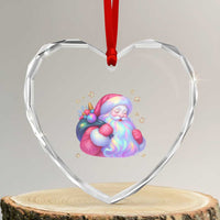 Iridescent Christmas Santa Printed Coquette Xmas Heart Crystal Glass Ornament - Wonder Print Shop