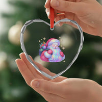 Iridescent Christmas Santa Printed Coquette Xmas Heart Crystal Glass Ornament - Wonder Print Shop