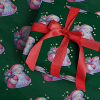 Iridescent Christmas Santa Printed Coquette Xmas Wrapping Paper Roll - Wonder Print Shop