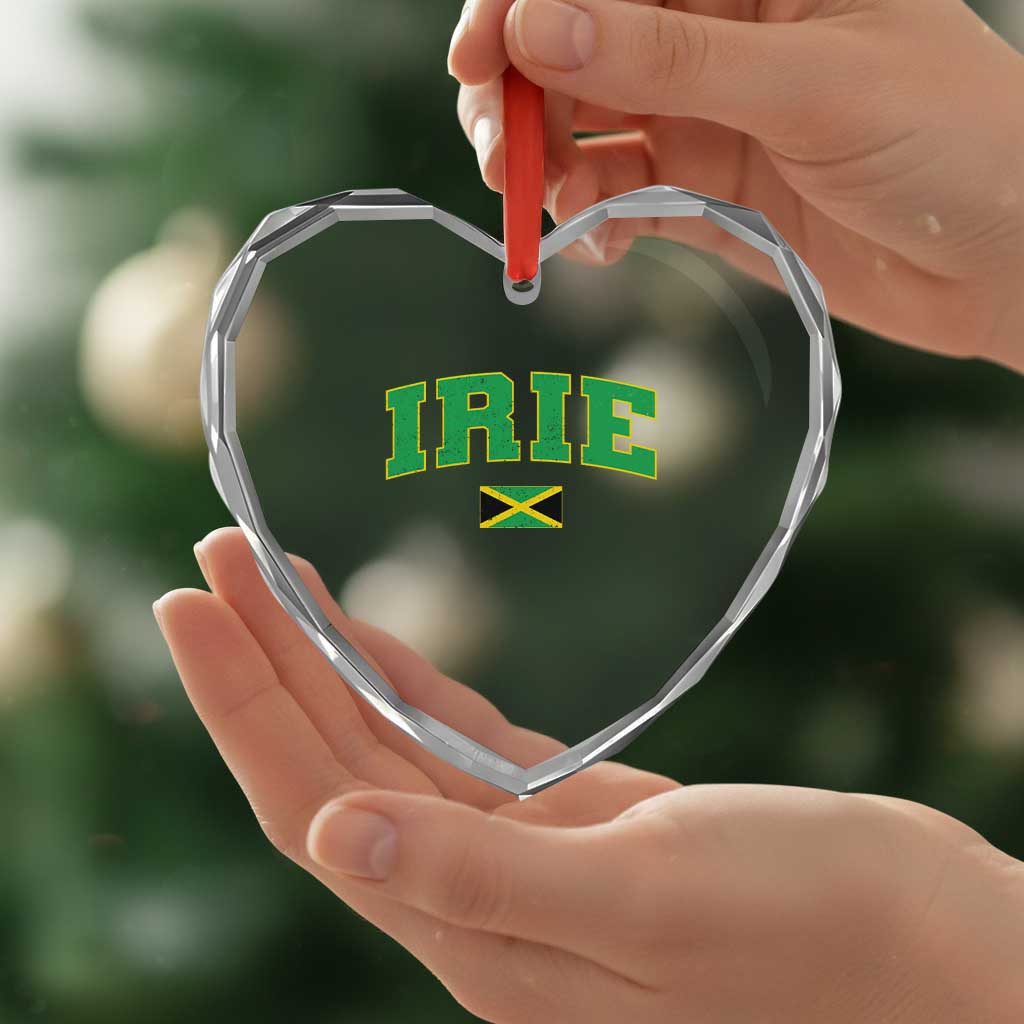 Irie Jamaican Rasta Heart Crystal Glass Ornament Funny Jamaica Jamaican Flag Rasta Reggae Roots - Wonder Print Shop