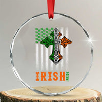 Irish American Pride Celtic Cross USA Flag Crystal Glass Ornament St Patricks Day Gift