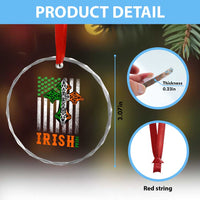 Irish American Pride Celtic Cross USA Flag Crystal Glass Ornament St Patricks Day Gift