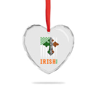 Irish American Pride Celtic Cross USA Flag Heart Crystal Glass Ornament St Patricks Day Gift