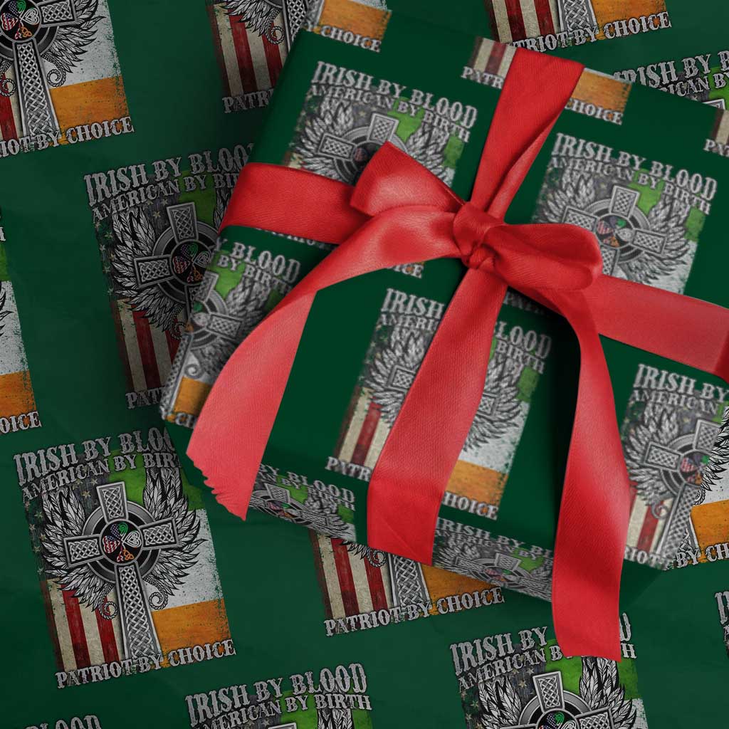 Irish Americans Wrapping Paper Roll Irish By Blood American By Birth Patriot By Choice Celtic Cross - Wonder Print Shop