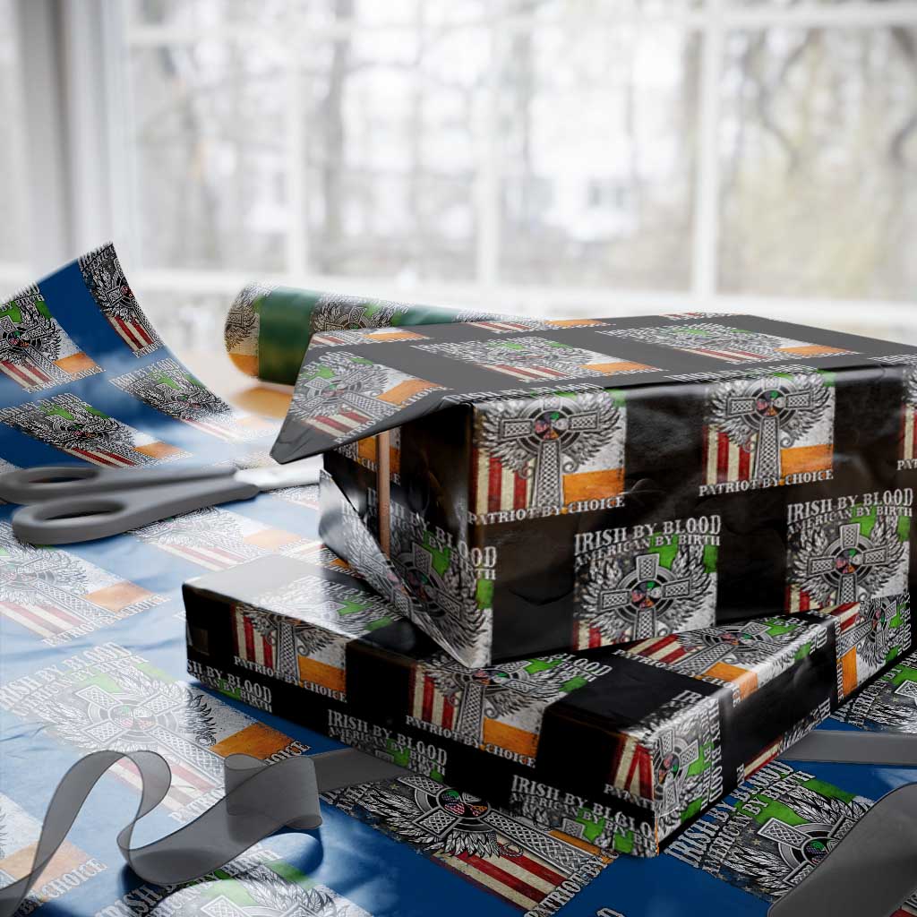 Irish Americans Wrapping Paper Roll Irish By Blood American By Birth Patriot By Choice Celtic Cross - Wonder Print Shop