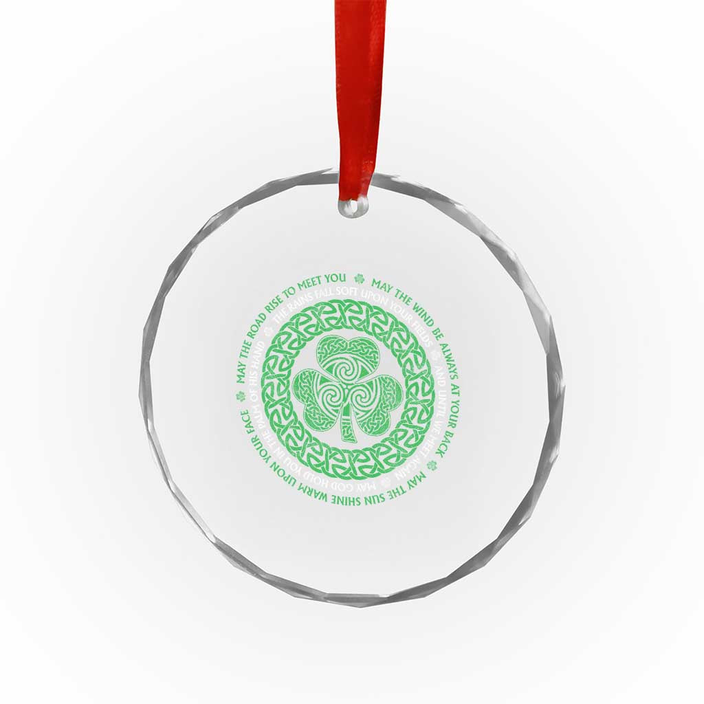 Irish Blessing May The Road Rise To Meet You Crystal Glass Ornament Celtic Knot Shamrock