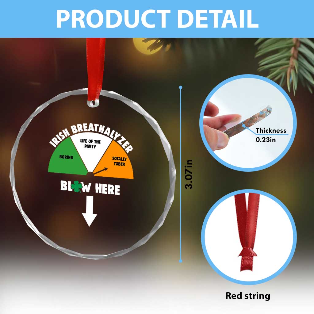 Irish Breathalyzer Blow Here Funny Drinking Gauge Crystal Glass Ornament St Patricks Day Party Offensive Adult Humor