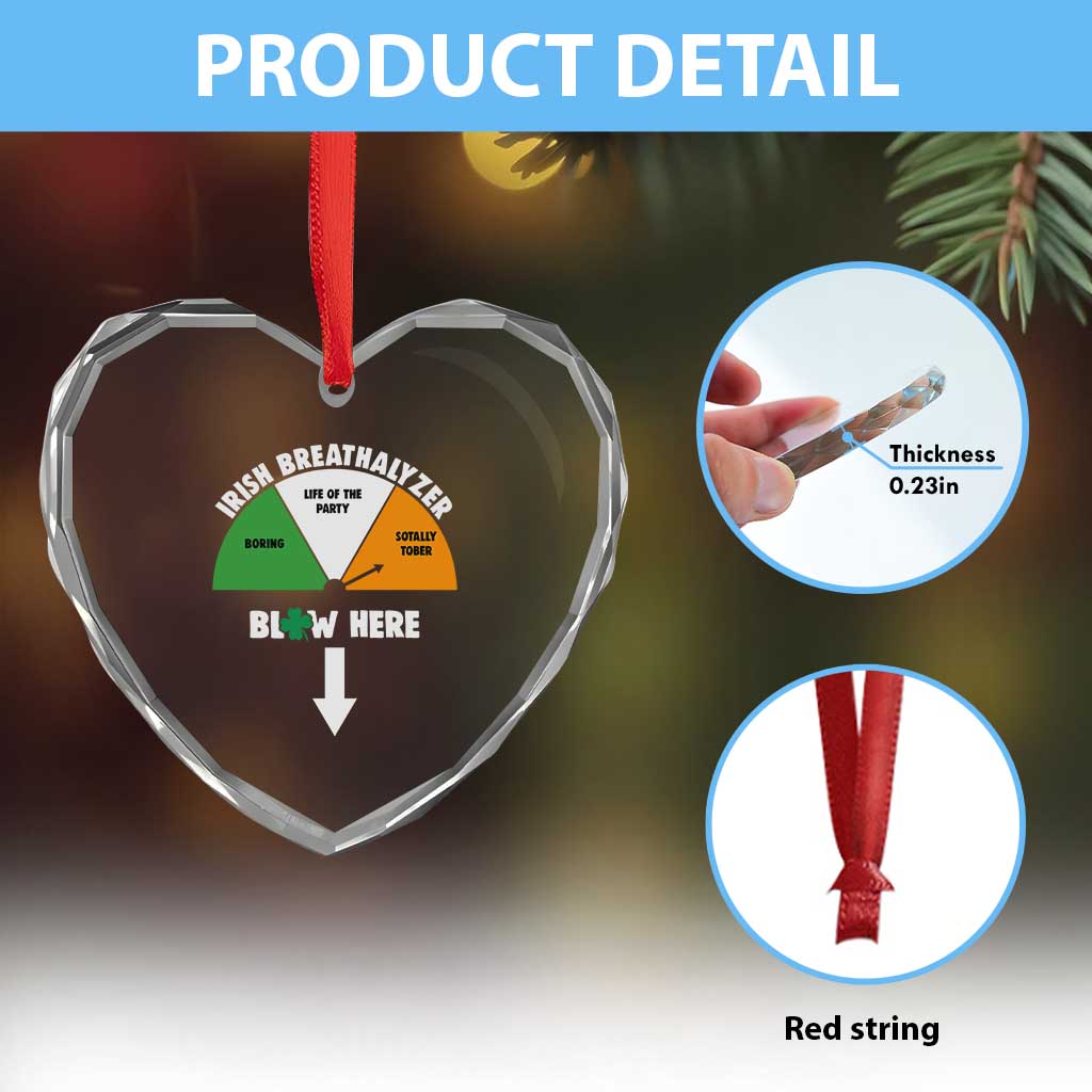 Irish Breathalyzer Blow Here Funny Drinking Gauge Heart Crystal Glass Ornament St Patricks Day Party Offensive Adult Humor