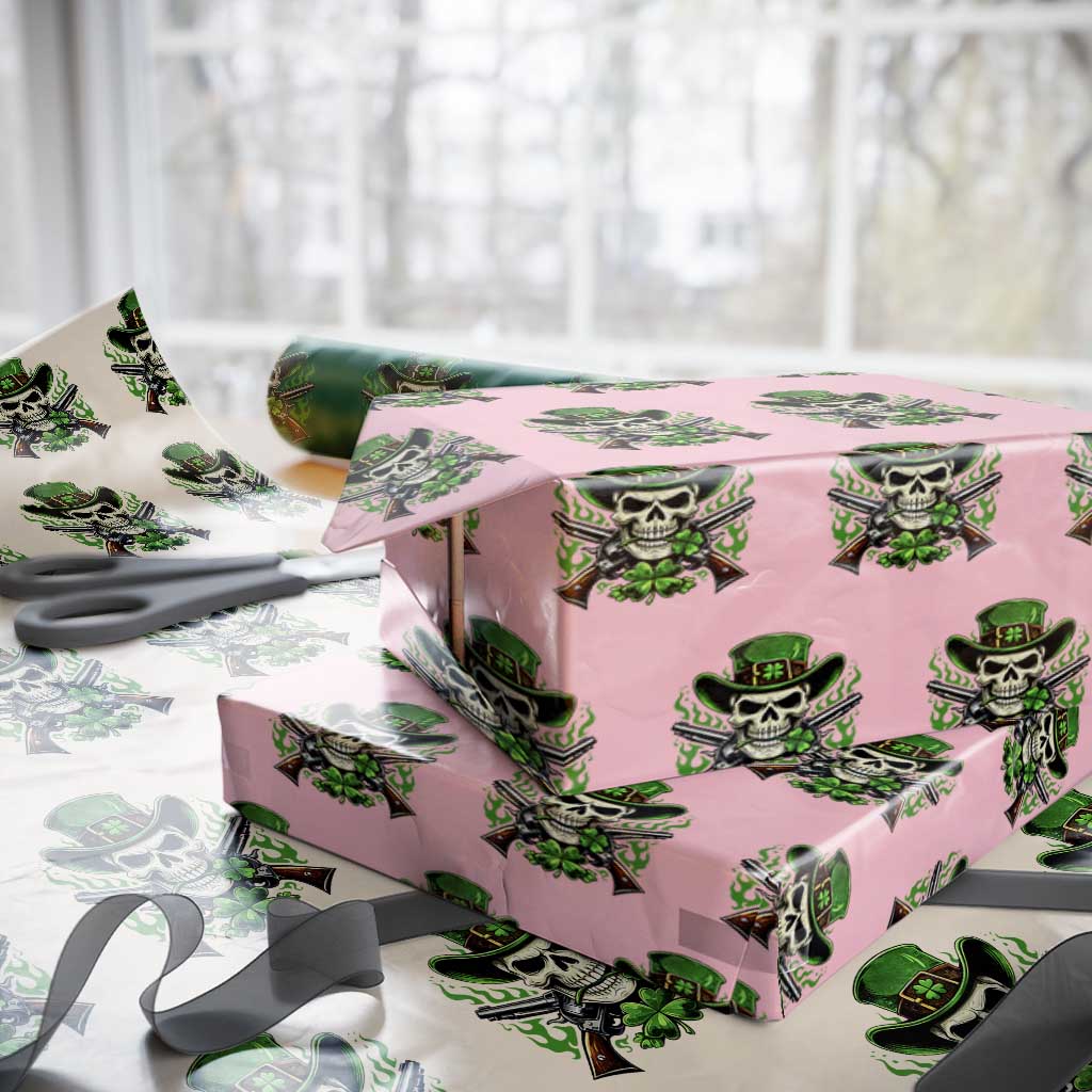 Irish Cowboy Skeleton Wrapping Paper Roll St Patricks Day Party Gift