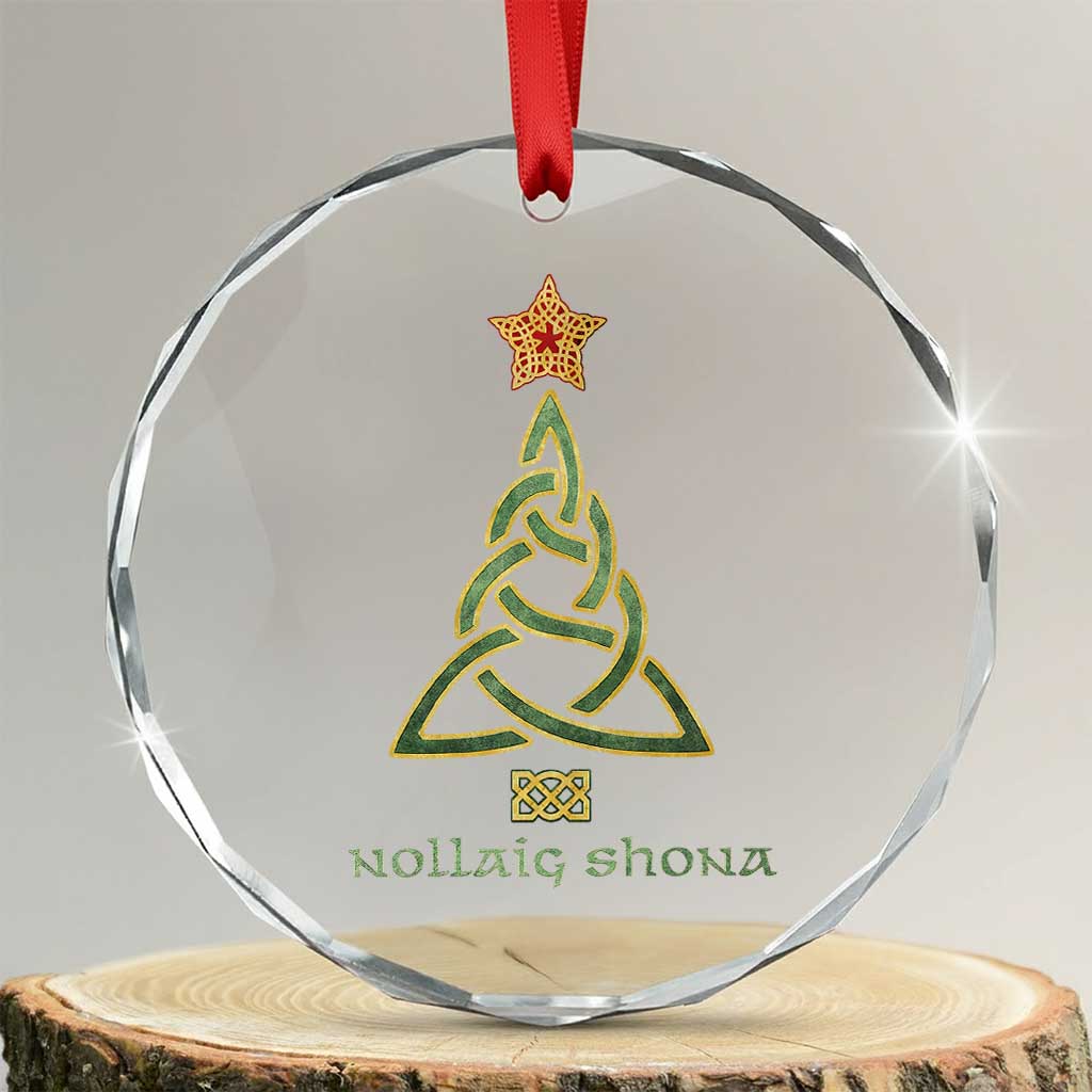 Irish Gaelic Christmas Nollaig Shona Crystal Glass Ornament Celtic Knot Christmas Tree TS11