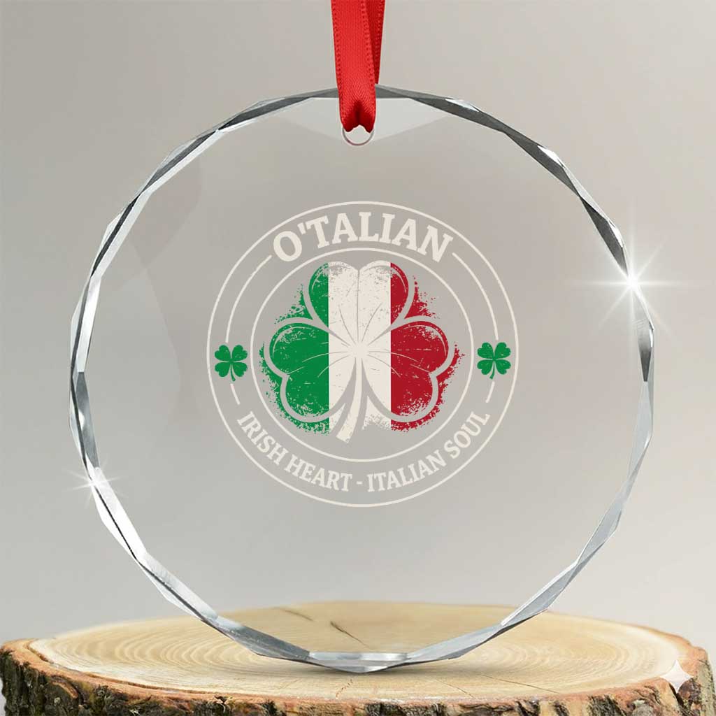 Irish Italian Pride Crystal Glass Ornament O'Talian Irish Heart Italian Soul St Patricks Day