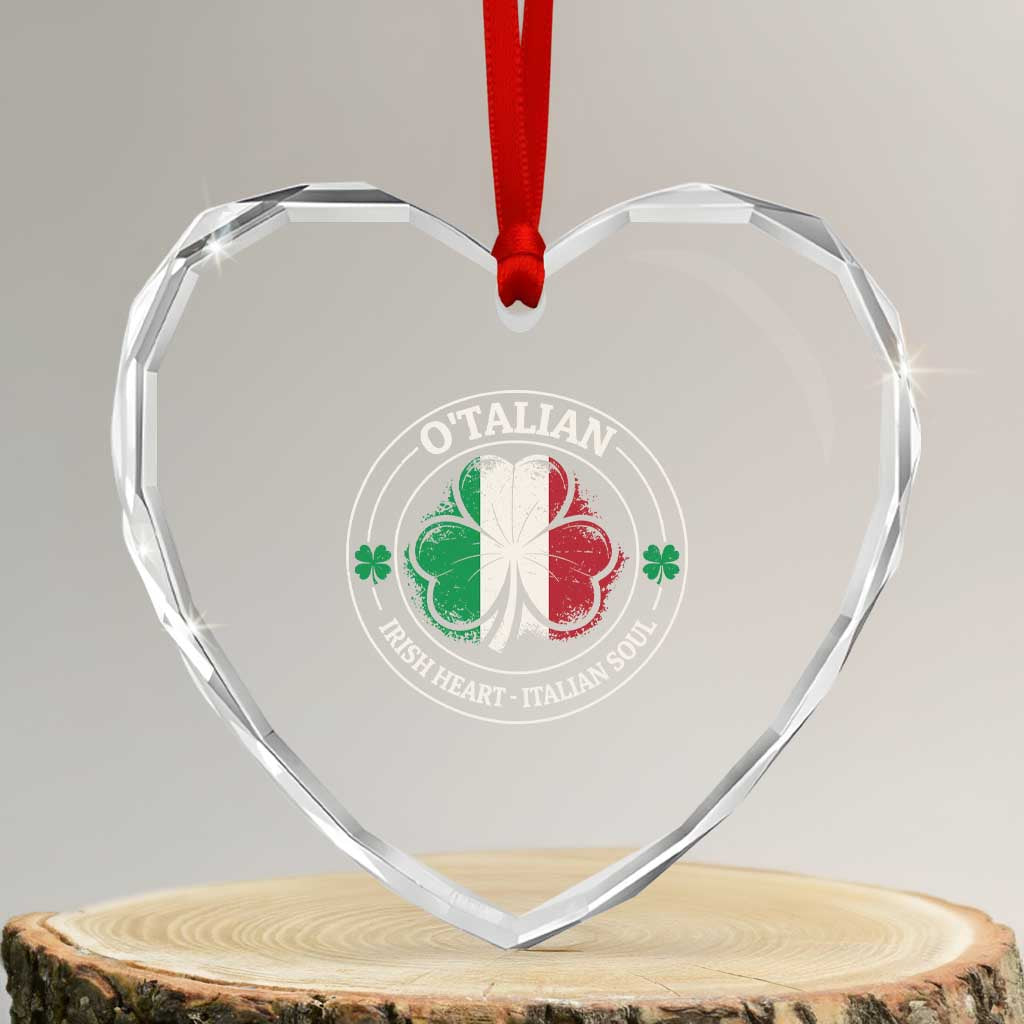Irish Italian Pride Heart Crystal Glass Ornament O'Talian Irish Heart Italian Soul St Patricks Day