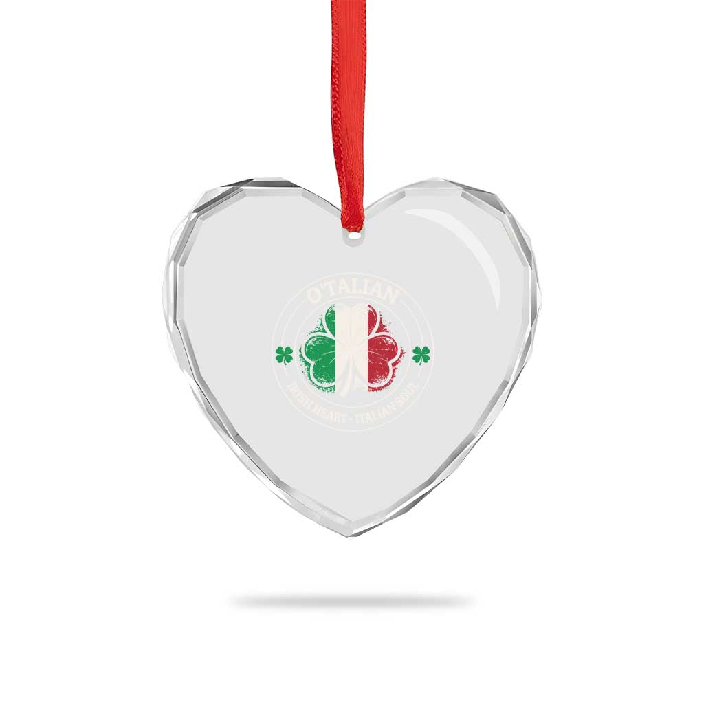 Irish Italian Pride Heart Crystal Glass Ornament O'Talian Irish Heart Italian Soul St Patricks Day