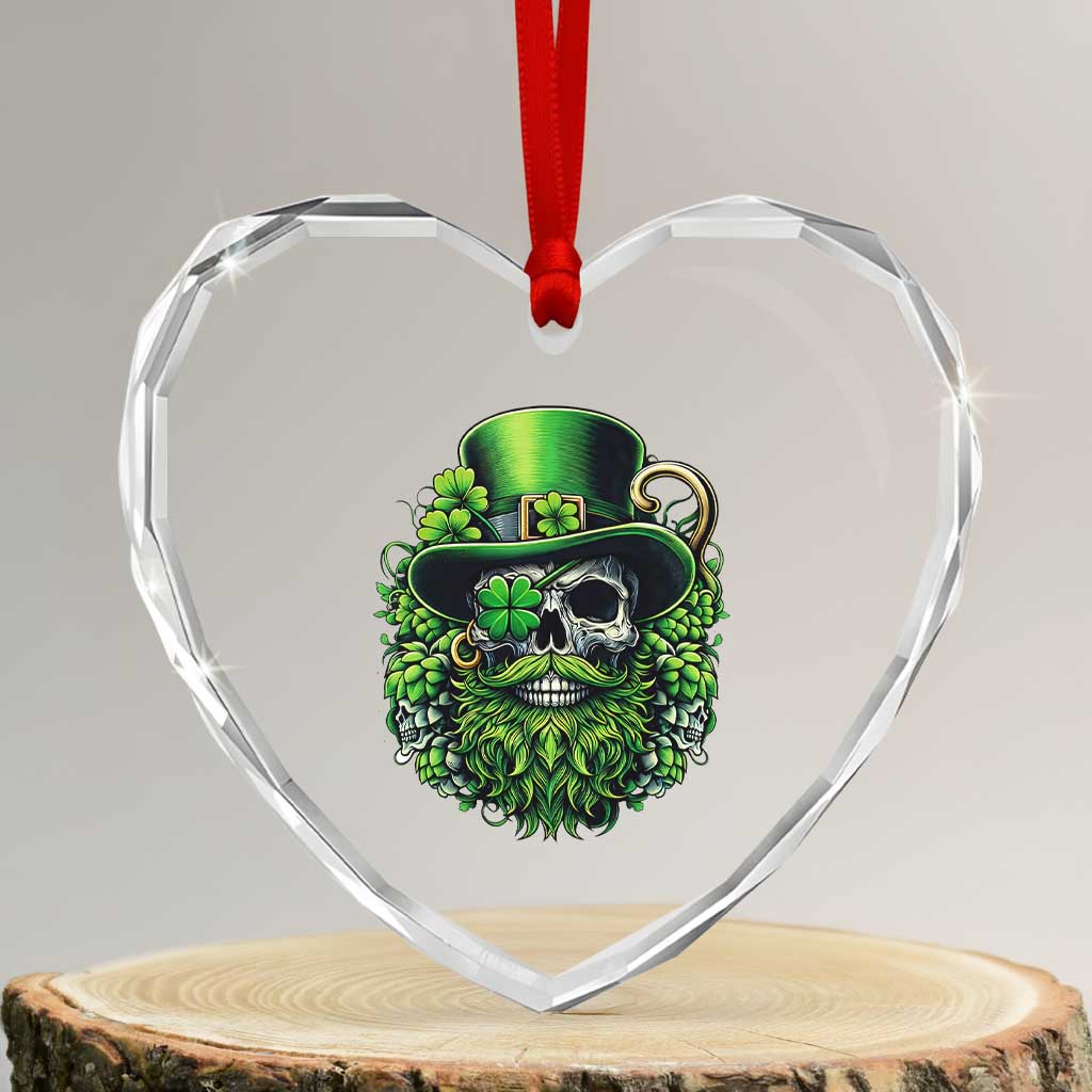 Irish Leprechaun Skull Heart Crystal Glass Ornament St Patricks Day Party Gift