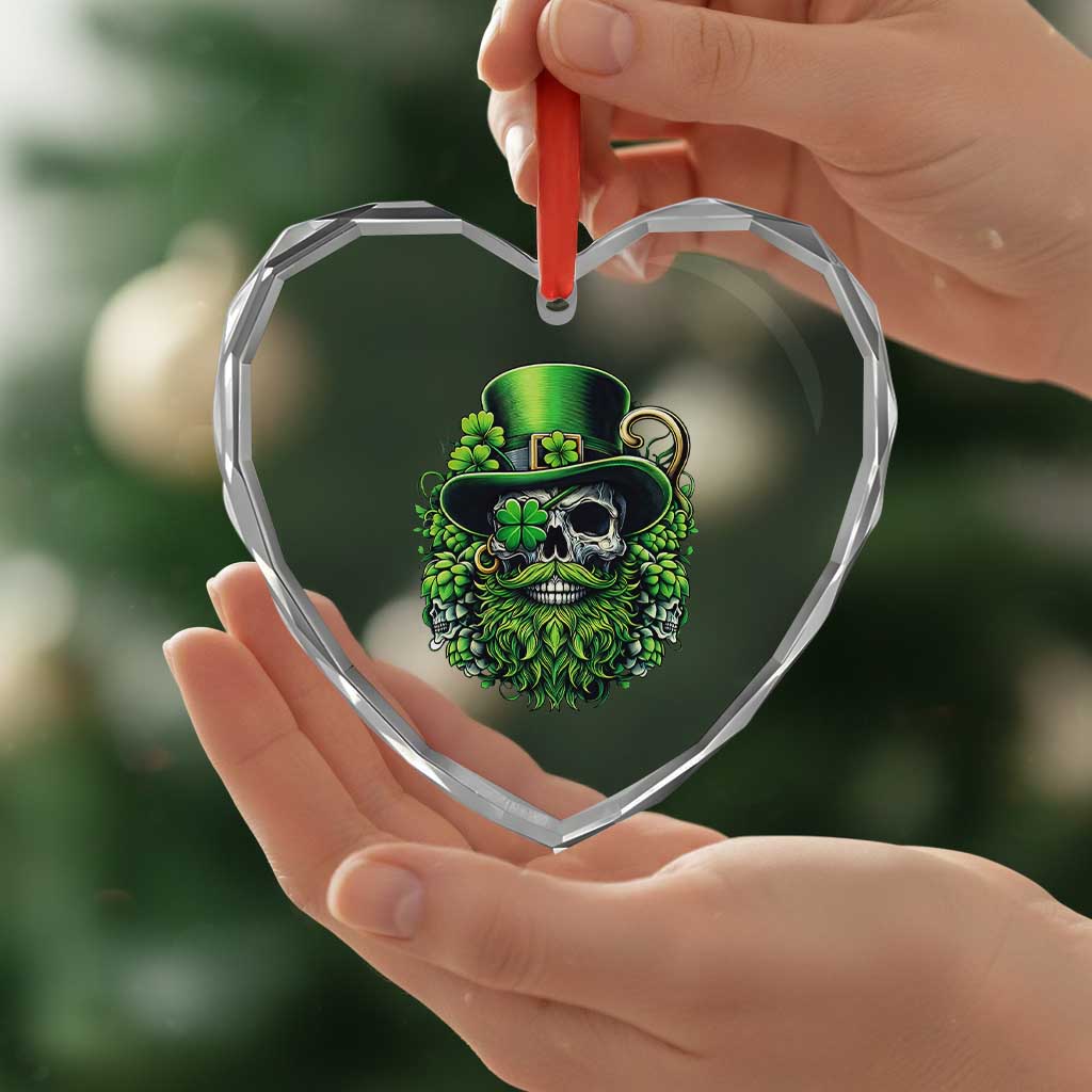 Irish Leprechaun Skull Heart Crystal Glass Ornament St Patricks Day Party Gift
