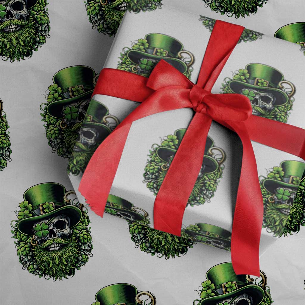 Irish Leprechaun Skull Wrapping Paper Roll St Patricks Day Party Gift