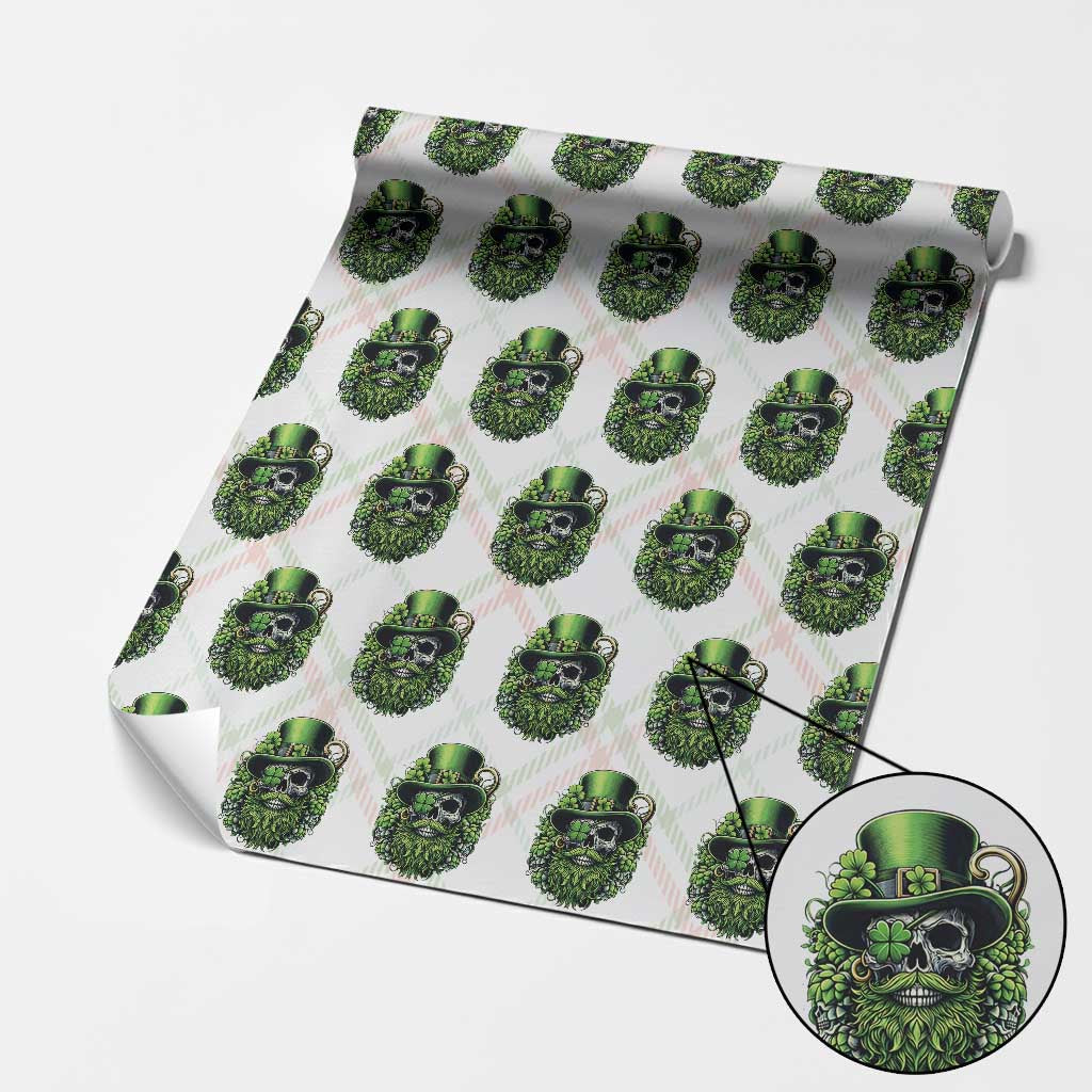 Irish Leprechaun Skull Wrapping Paper Roll St Patricks Day Party Gift