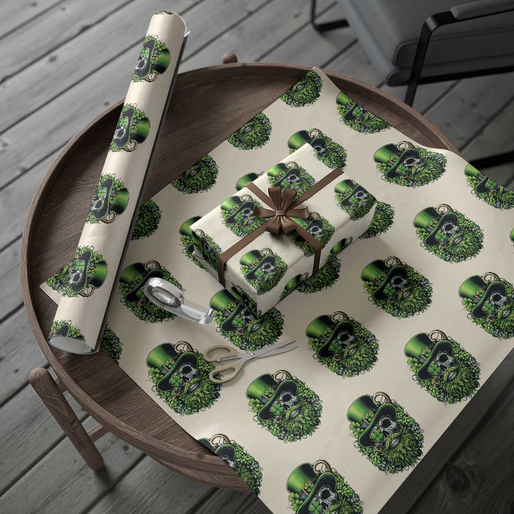 Irish Leprechaun Skull Wrapping Paper Roll St Patricks Day Party Gift
