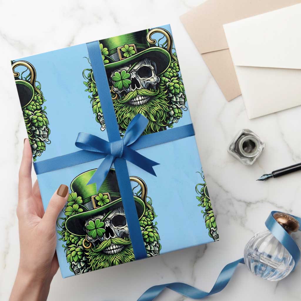 Irish Leprechaun Skull Wrapping Paper Roll St Patricks Day Party Gift