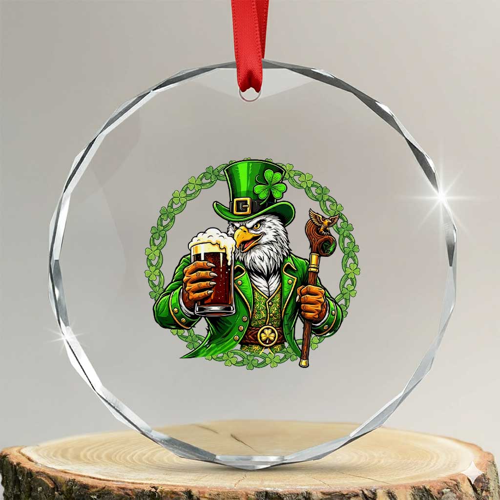 Irish Patriotic Eagle Leprechaun Crystal Glass Ornament St Patricks Day Gift