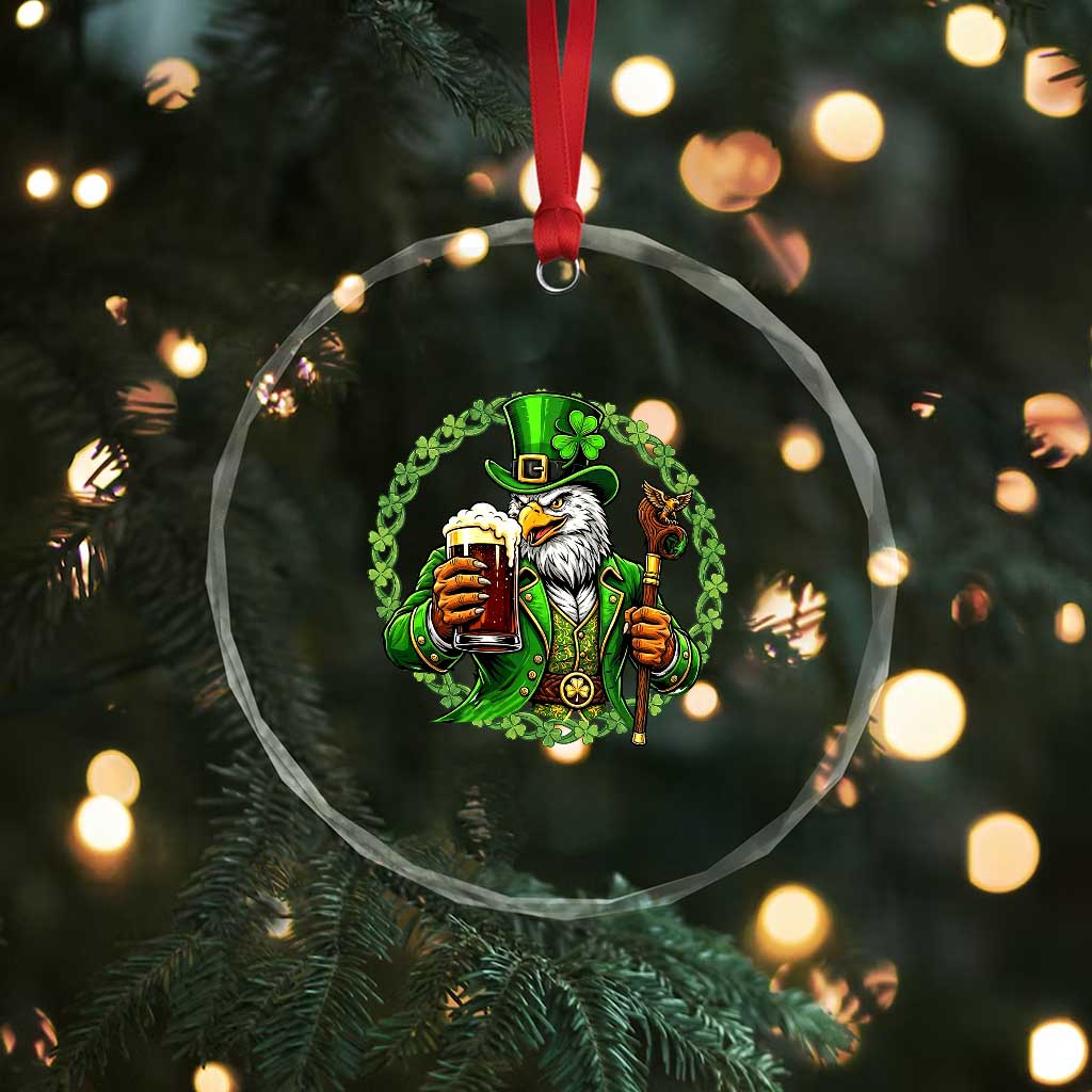 Irish Patriotic Eagle Leprechaun Crystal Glass Ornament St Patricks Day Gift