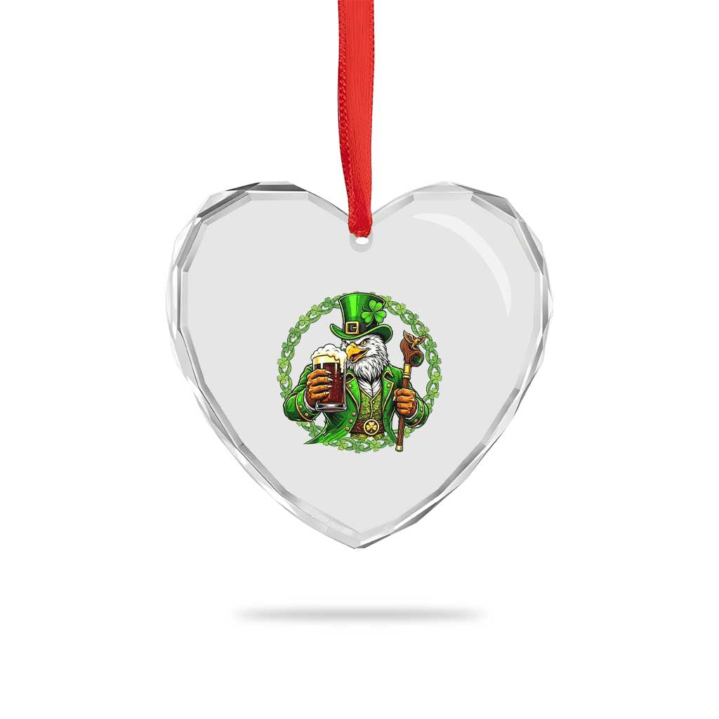 Irish Patriotic Eagle Leprechaun Heart Crystal Glass Ornament St Patricks Day Gift