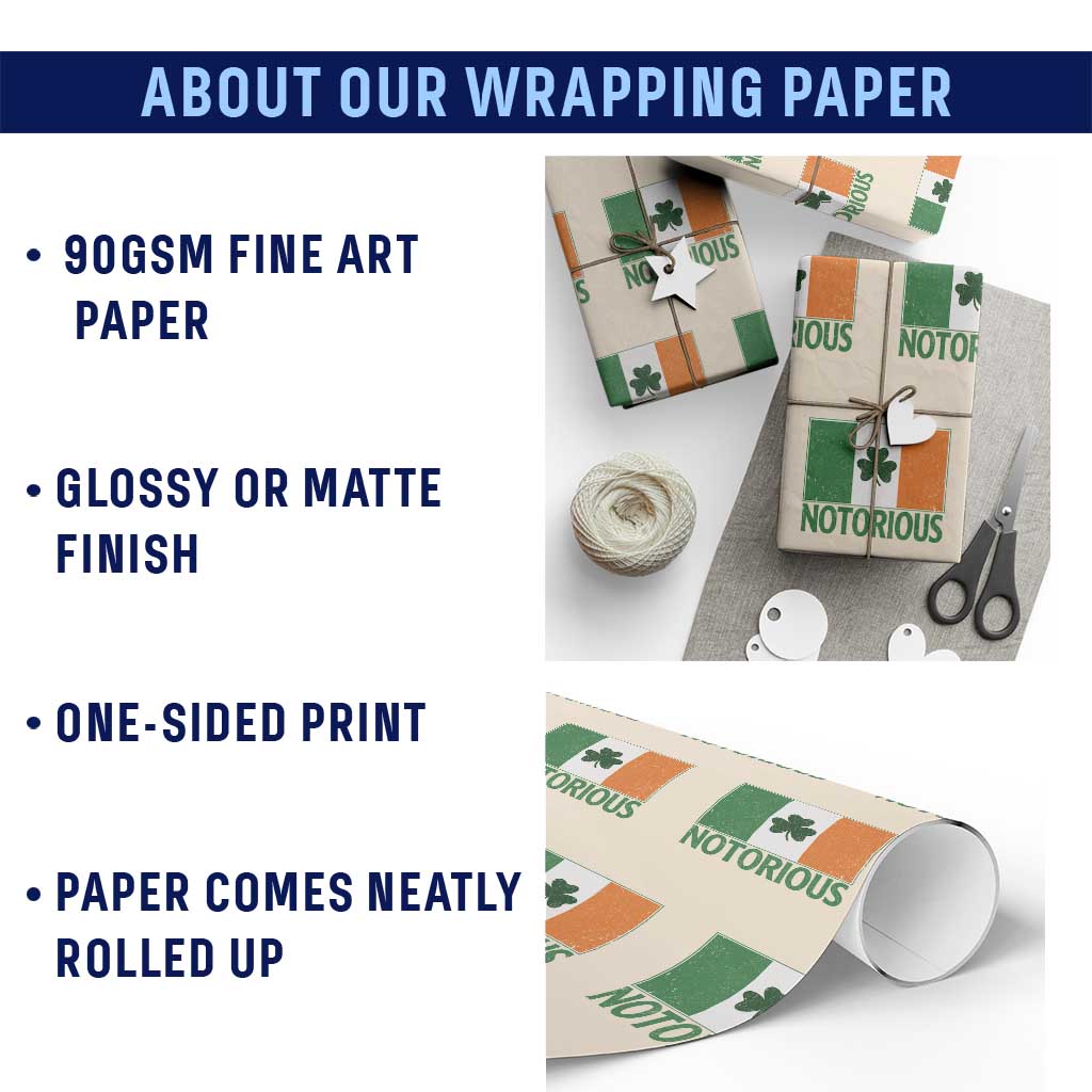 Irish Pride Boxing Fighting Notorious Wrapping Paper Roll Vintage Ireland Flag Irish Retro Throwback